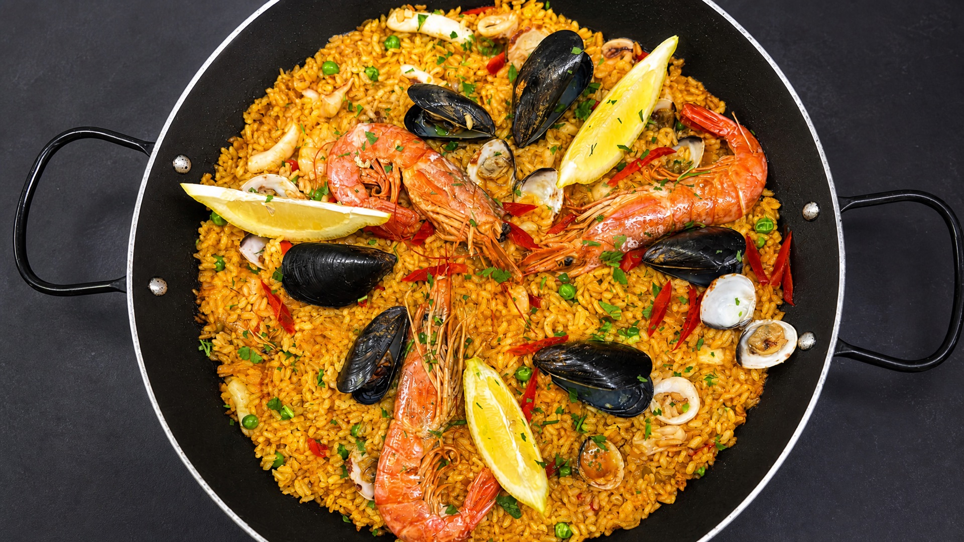 Seafood paella at the owners' restaurant