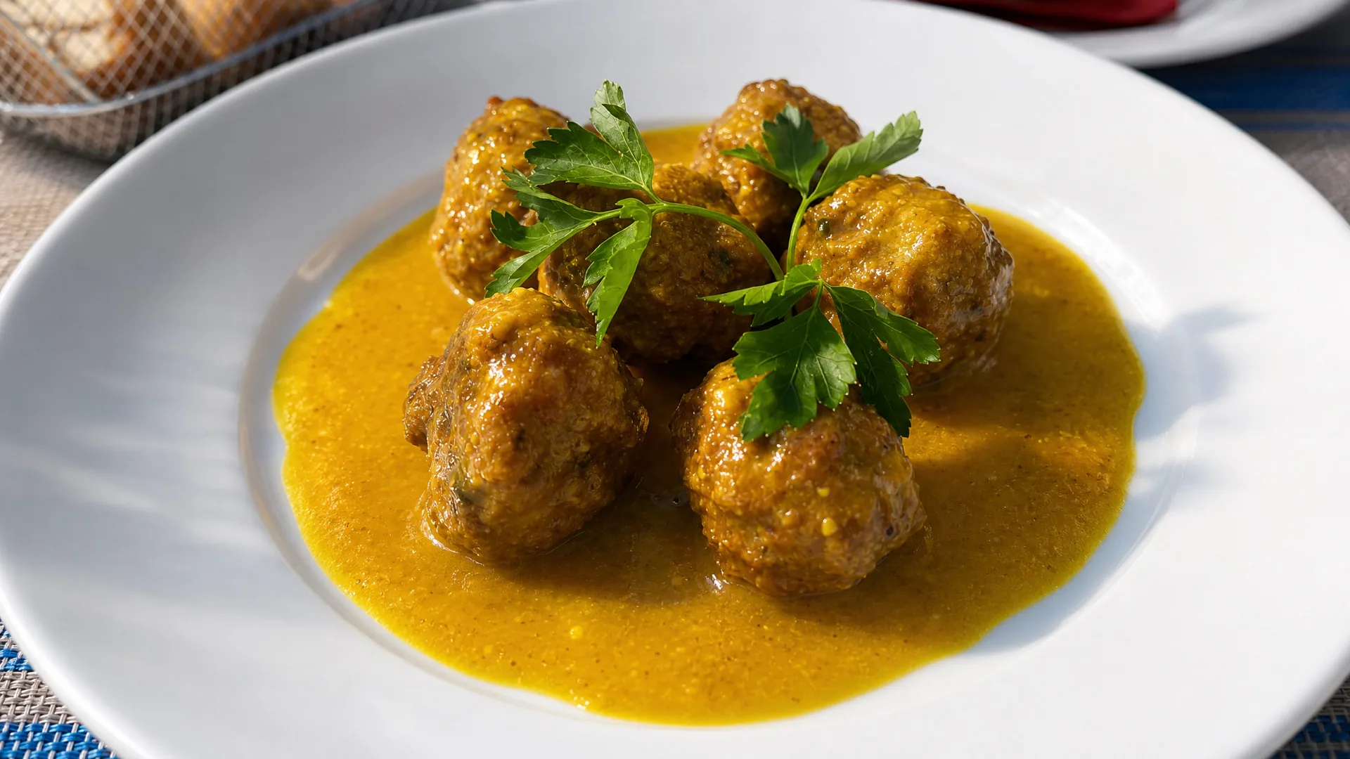 Meatballs on plate at the La Isla penthouse