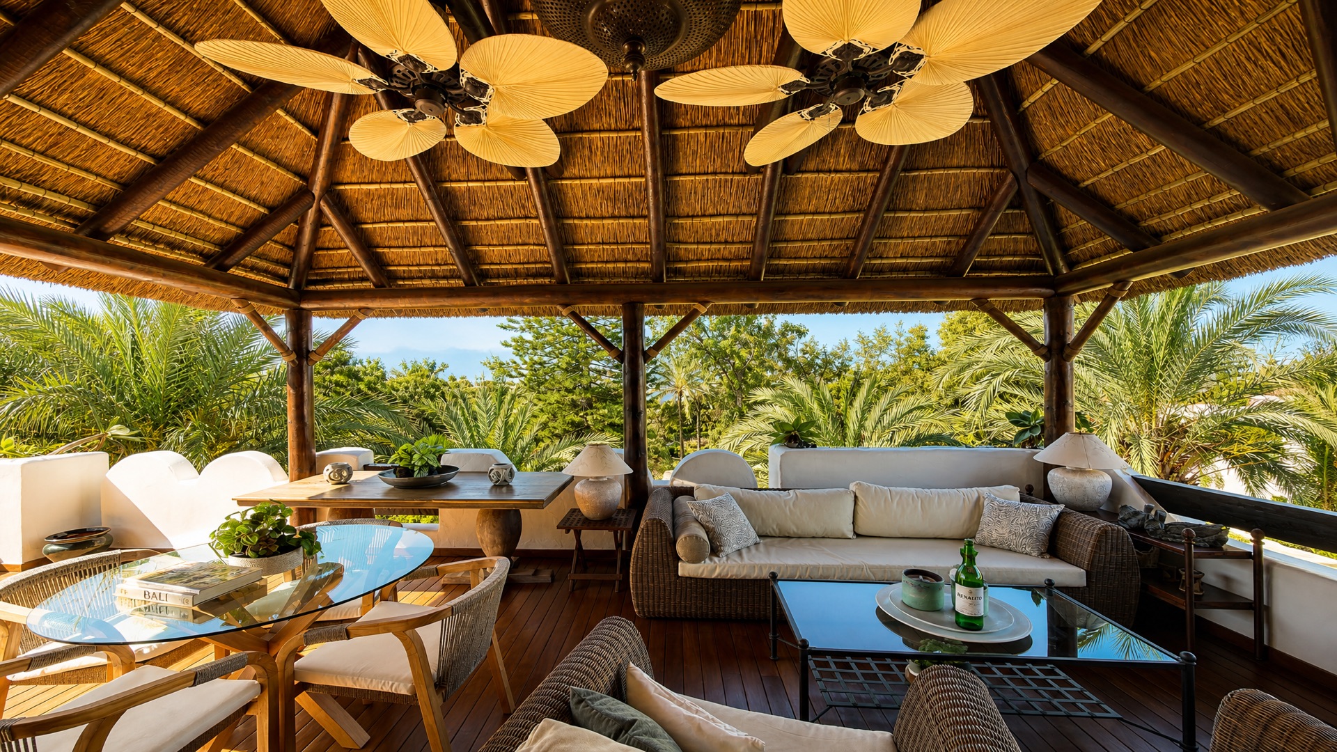 Under the Bali-style gazebo at midday