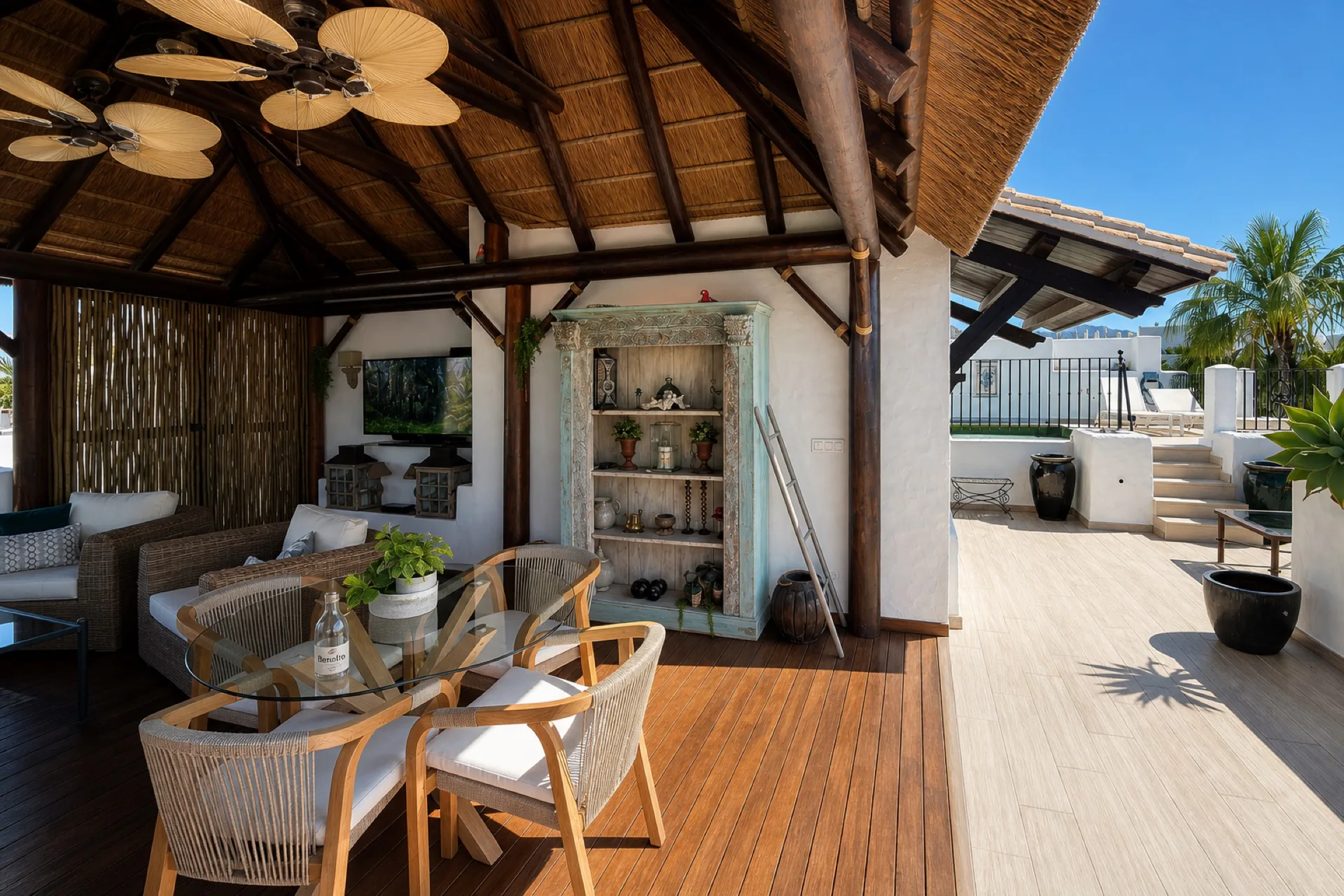 The palapa lounge on the private terrace